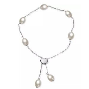 Sterling Silver Pearl(6mm) Bolo Bracelet Luxury Trendy Stunning Fashion Chic NEW